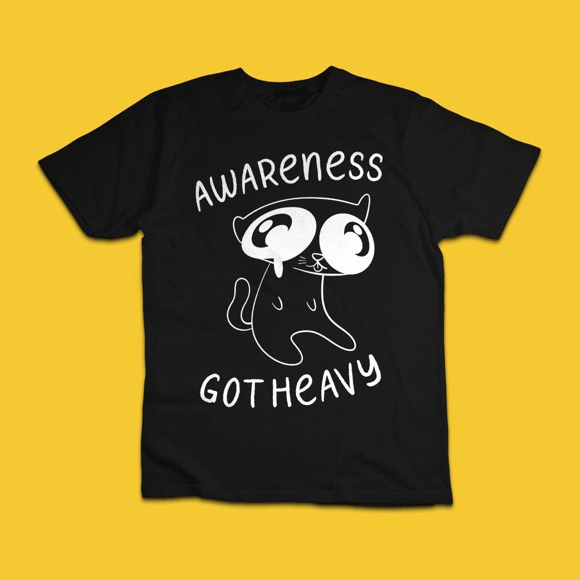 Awareness Got Heavy Funny Overthinking Cat Graphic T-Shirt 2XL