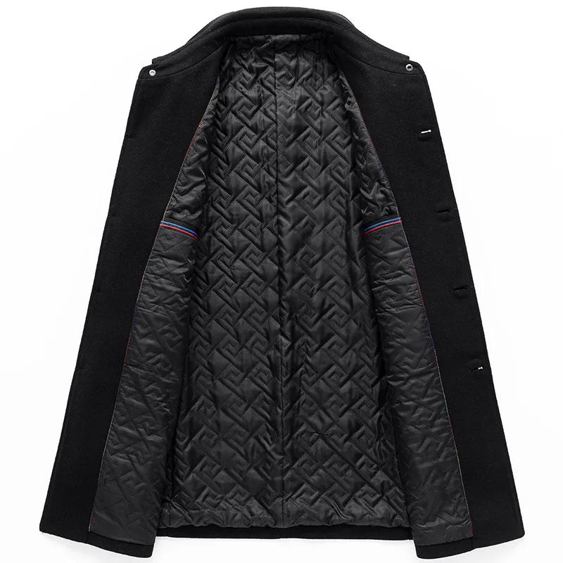 Autumn Winter Men Lapel Business Casual Trench Coats Long Jackets Overcoats Male Trench Coats Man Woolen Blends Coats