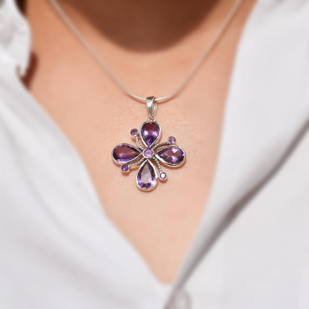 Natural Amethyst Pendant, 925 Silver Gemstone Pendant, gift for her, Dainty Pendant
