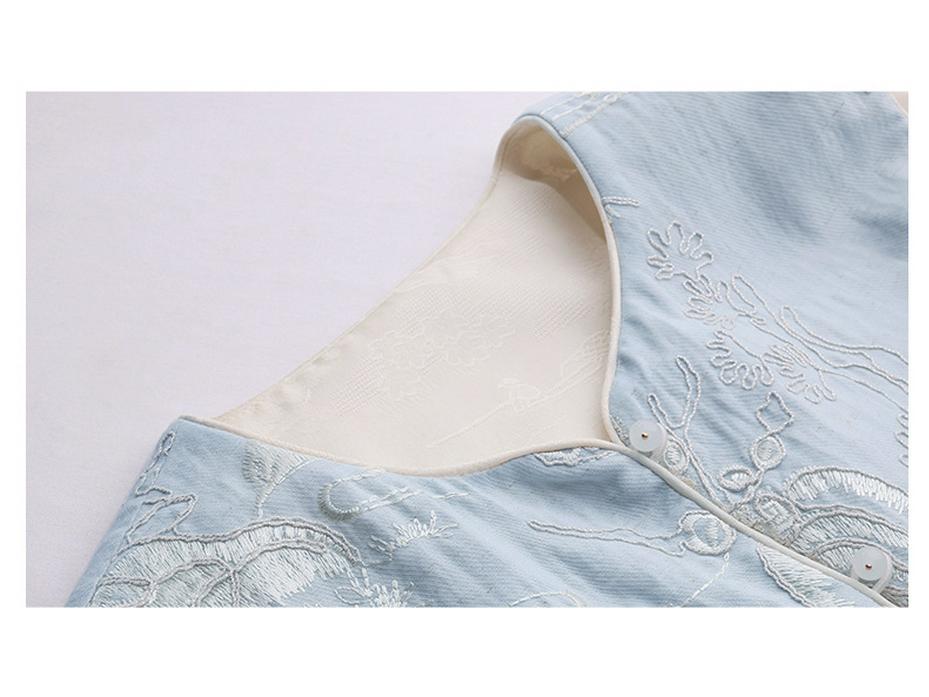 2025 Spring Women's Reversible Embroidered Ramie Vest in Chinese National Style (CY8121)