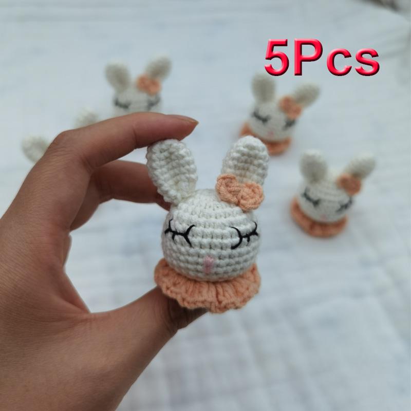 5pc Crochet Beads Animal Rabbit  Chewable Beads DIY Wooden Teething Knitting Beads Jewelry Crib Sensory Toy Baby Teether