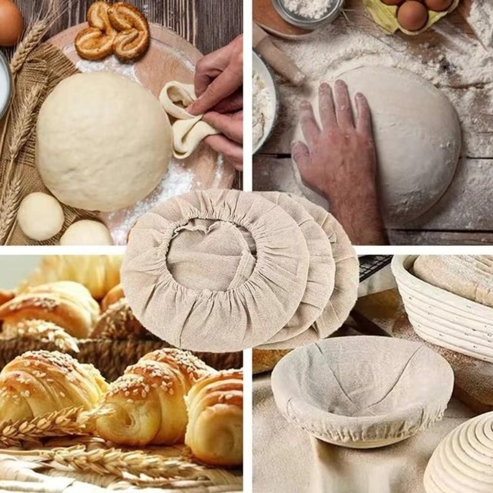 6 Pieces Round/Oval Bread Basket Liner Breathable Bread Proofing Cloth  DIY Baking
