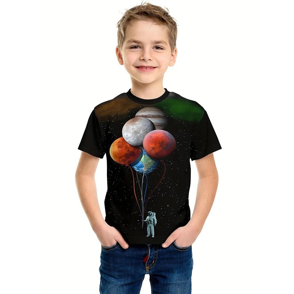 Universe Solar System Kids T-shirt Print Planet Sun Earth Venus Tshirt Casual Harajuku Summer Child Shirt Tops for Boys Girls