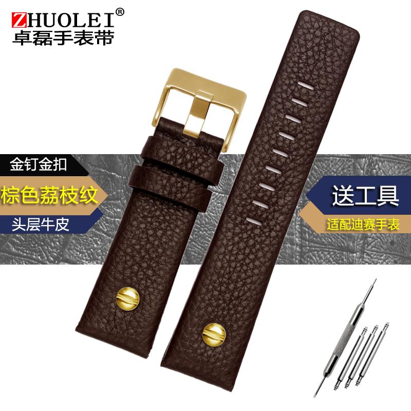 For Diesel DZ7257 DZ4323 DZ7348 DZ7313 DZ7312 DZ4318 Genuine Leather Watch Strap Men Large Dial Retro Riveted Cowhide Watchband