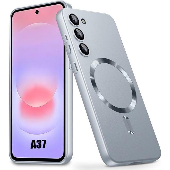 Coque Magnétique - BOOLING - pour Samsung Galaxy A37 5G - Silicone Liquide Anti-Rayures - Argenté