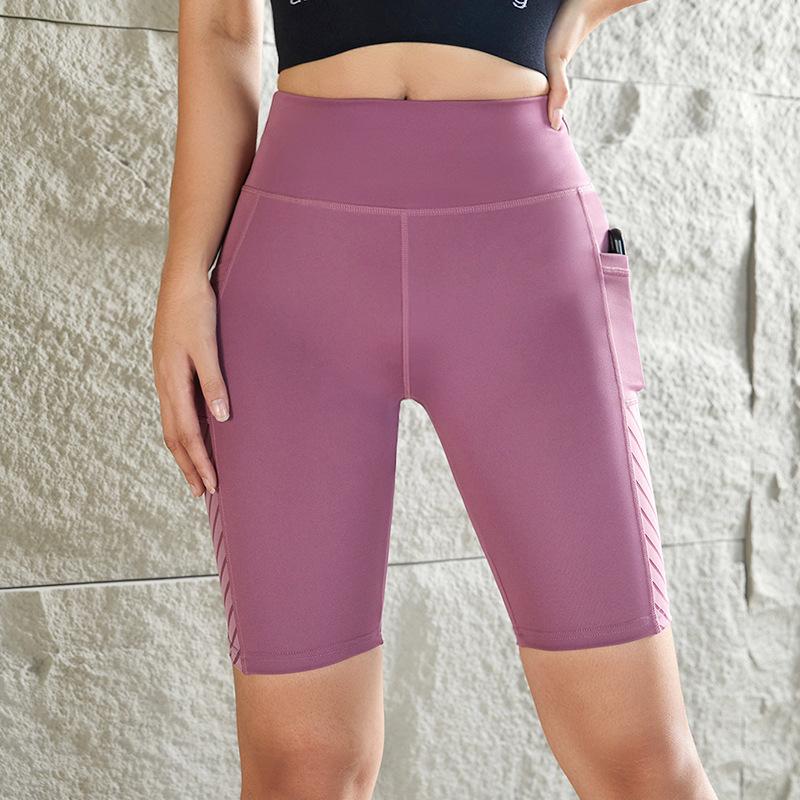 Summer Multicolor Mesh Pocket Yoga Pants High Waisted Stretchy Hip Lifting Bottom Pants