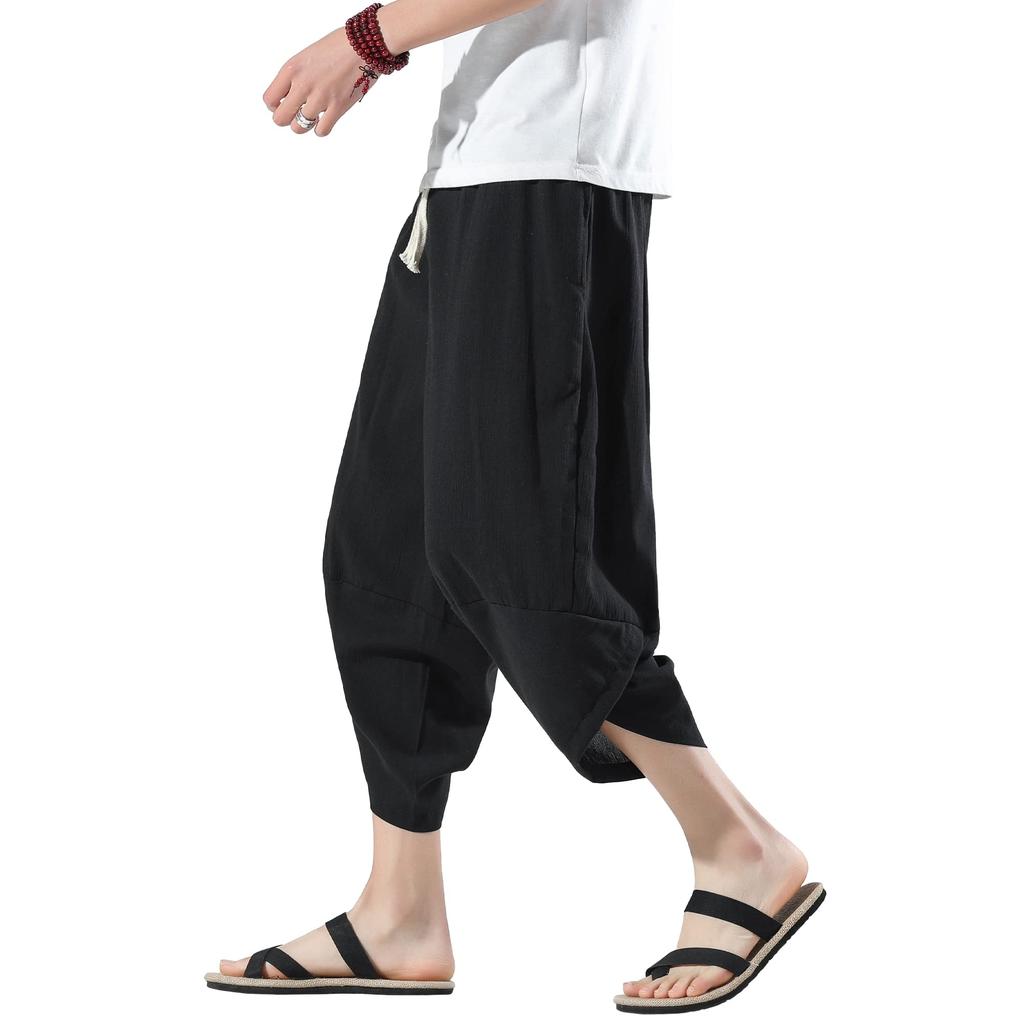 Sarouel kalhoty pro Aladina Letní délka Široké Velké Volné Snadné 3XL [Fasshonrida] Pánské, Kalhoty, Kalhoty, 7/8 kalhoty, Velikost, Střih, Kalhoty, Chladivé, Lněné, Zkrácené,