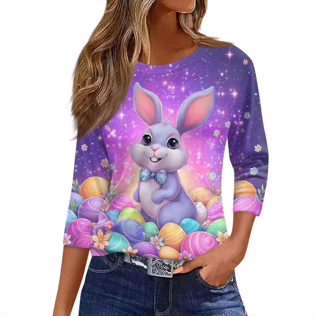 Women's T Shirt Christmas Print 3/4 Sleeve Daily Weekend Fashion Basic Round Neck Regular Top