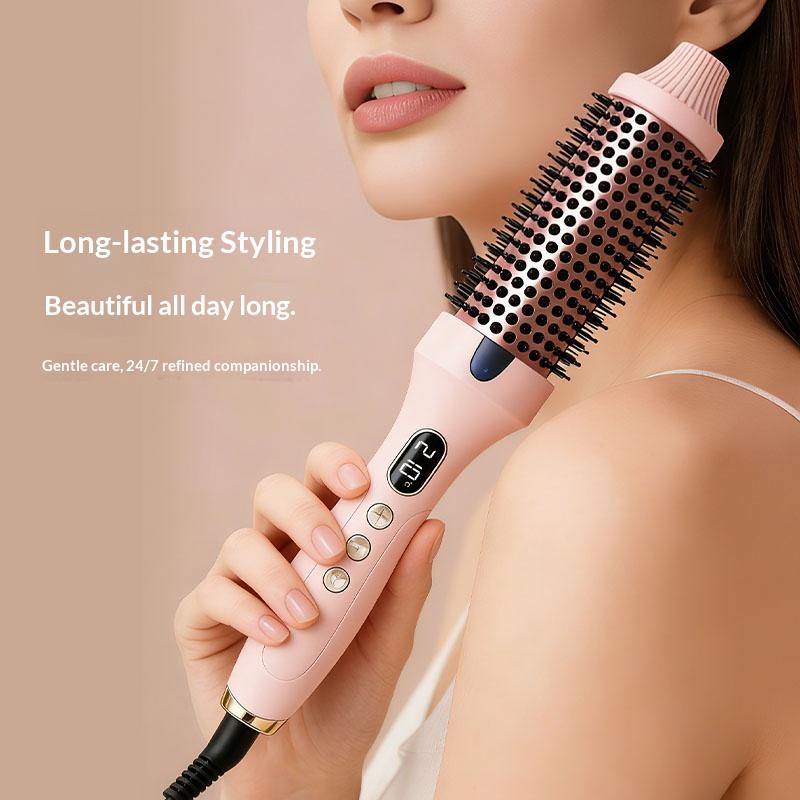 Portable LED Temperature Display Electric Hair Straightener Curling Thermal Rotating Brush for Household Use Price