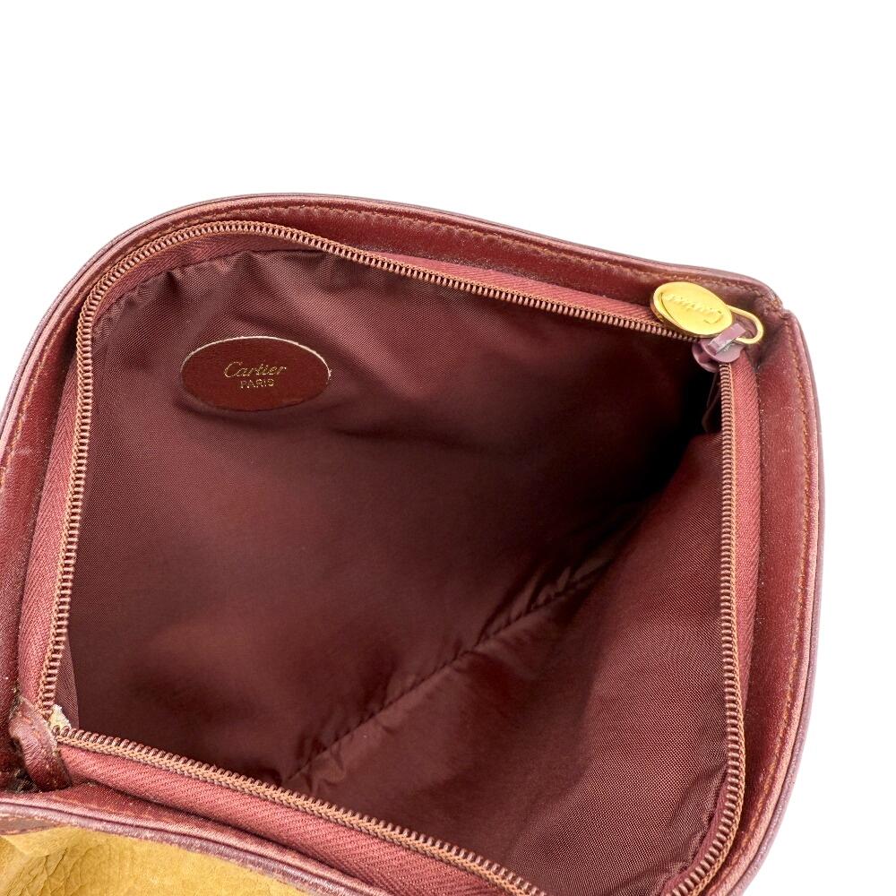 CARTIER Pouch business bag By color leather Clutch bag mustard leather Women Used