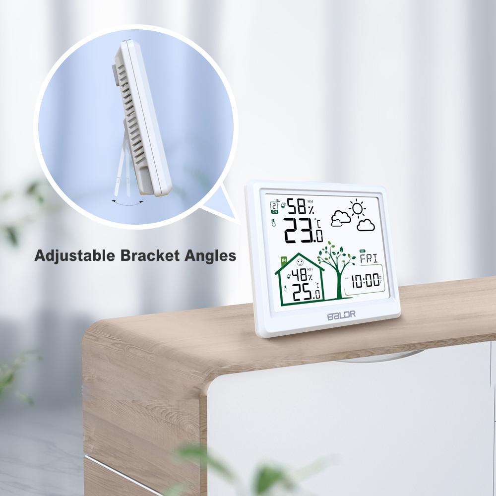 Baldr 4.9" Smart Digital Thermometer Hygrometer Weather Station Alarm Clock Comfort Tips Frosting Point Wireless Forecast Sensor
