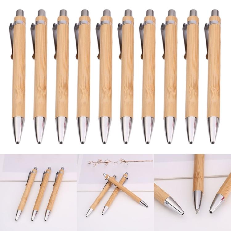 10x/Set 0.5mm Writing Pen Retractable Ballpoint Pen Bamboo Pen Journaling Pen