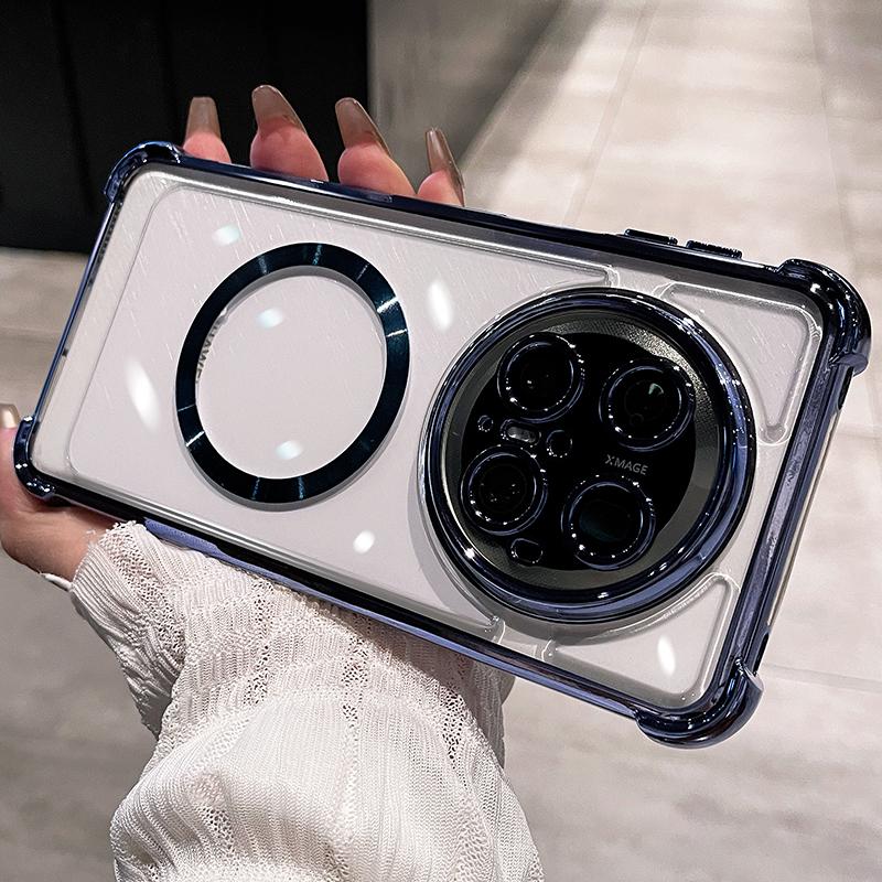 

Прозрачный мягкий ТПУ чехол с подушкой безопасности и магнитной беспроводной зарядкой для Honor Magic 8 8Pro, противоударный, с гальваническим покрытием, силиконовый чехол с защитной пленкой для объектива для Magic 8 7 Lite 6 Pro Magic8 Pro синий