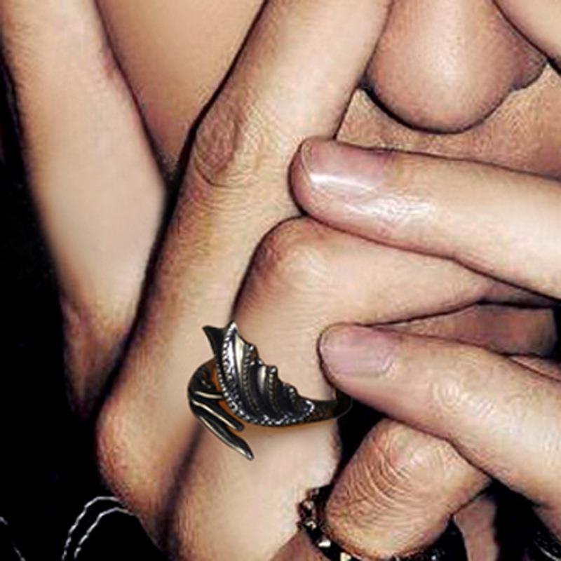 New Taigu Men's Trendy Silver Jewelry Dragon Wings Adjustable Retro Women's Ring Ins Niche Design