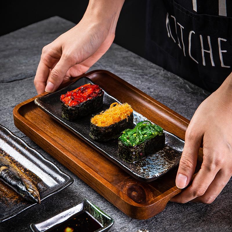 Commercial Barbecue Plate Japanese Style Sushi Plate Saury Plate Hot Pot Plate Ceramic Long Plate Dessert Plate