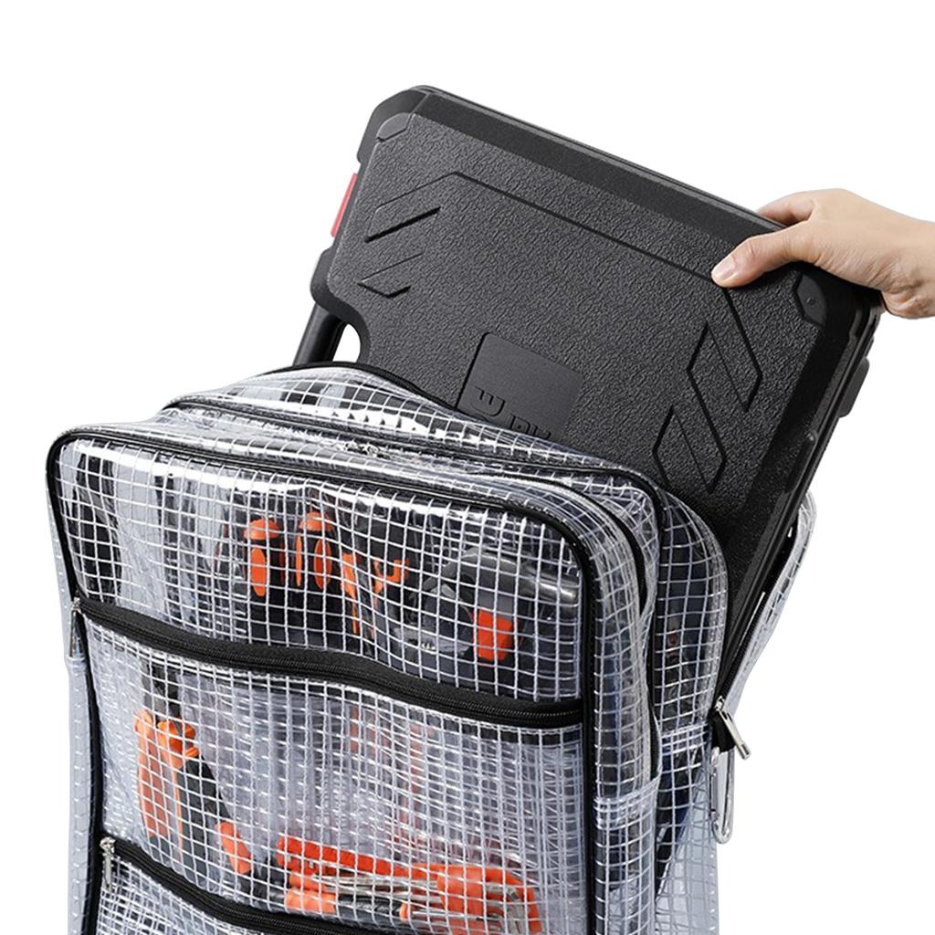 NOTAG Transparenter Rucksack, Ingenieurstasche, Werkzeugtasche mit Haken, Große Kapazität, PVC Antistatisch, Reinraum-Werkzeugtasche, A4-Format, Vinyl, Große Kapazität,
