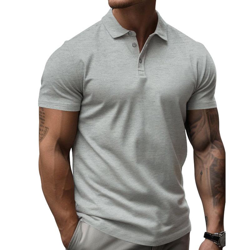 Mens Summer Short Sleeve Solid Color Polo Shirt Loose Breathable Sport T Shirt