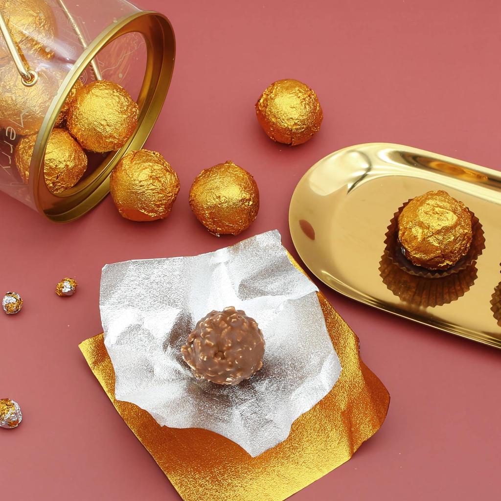 500Pcs Gold Foil Candy Wrappers Food-Safe Aluminum Foil Wrapping Paper for Chocolate Truffles Nougat Wedding Party Favor Gift
