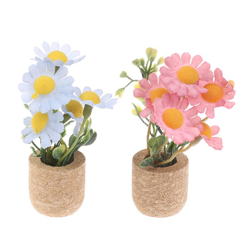 1/12 Dollhouse Simulation Daisy Plants Potted Model Doll Home Miniatur Flower Decor Toy Micro Landscape Garden Plants Ornament