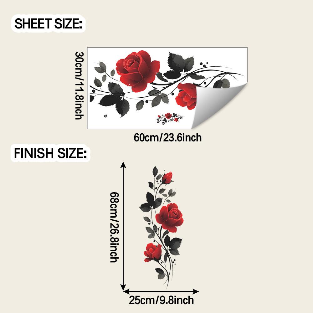 

Раскрашенные красные розы и черные листья, наклейки для украшения стен ванной комнаты и дома