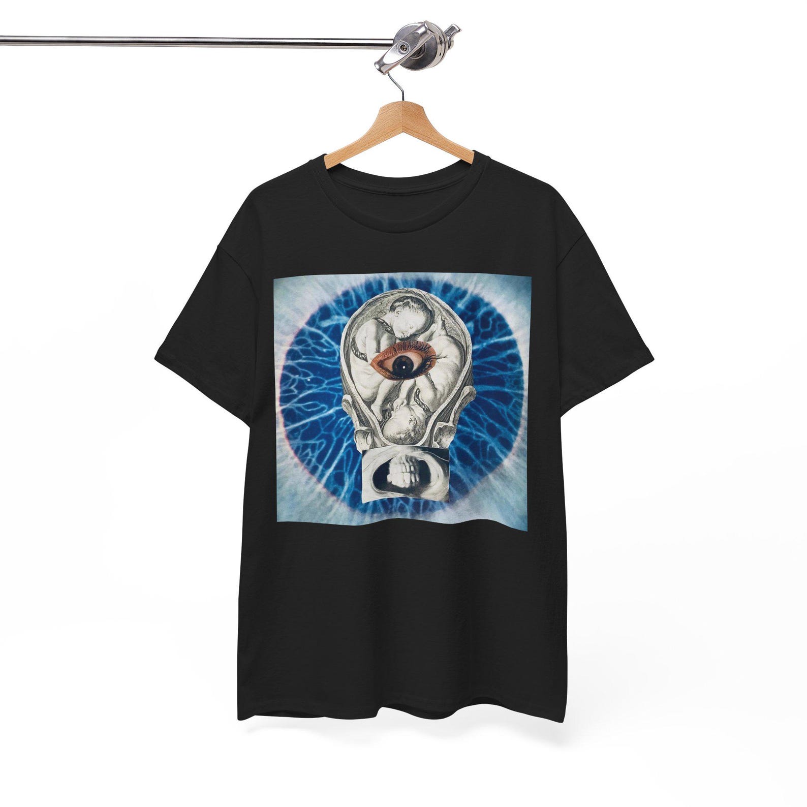Surreal Collage Art T Shirt Anatomical Eye, Infants & X Ray Mouth Symbolic Art Tee 3XL