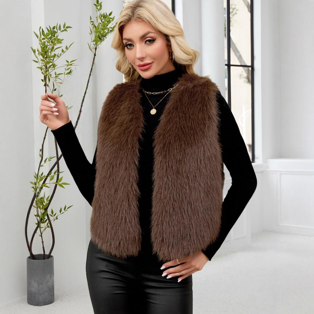 Autumn/Winter Artificial Fur Vest Medium to Long