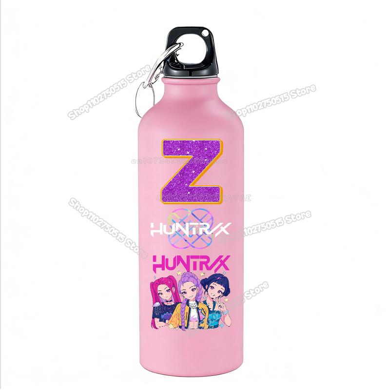 High Quality 500ml KPop Demon Hunters Kids Sport Water Bottle Letter A-Z Rumi Mira Zoey Outdoor Bottle Large Capacity Girl School Drink Cups