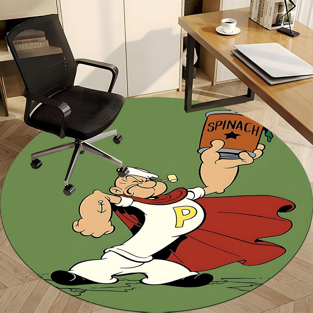 1pc Popeye Spinach Office Round Area Rug, Under Office Chairs Bedroom Living Room Home Decor, Room Decoa1016130