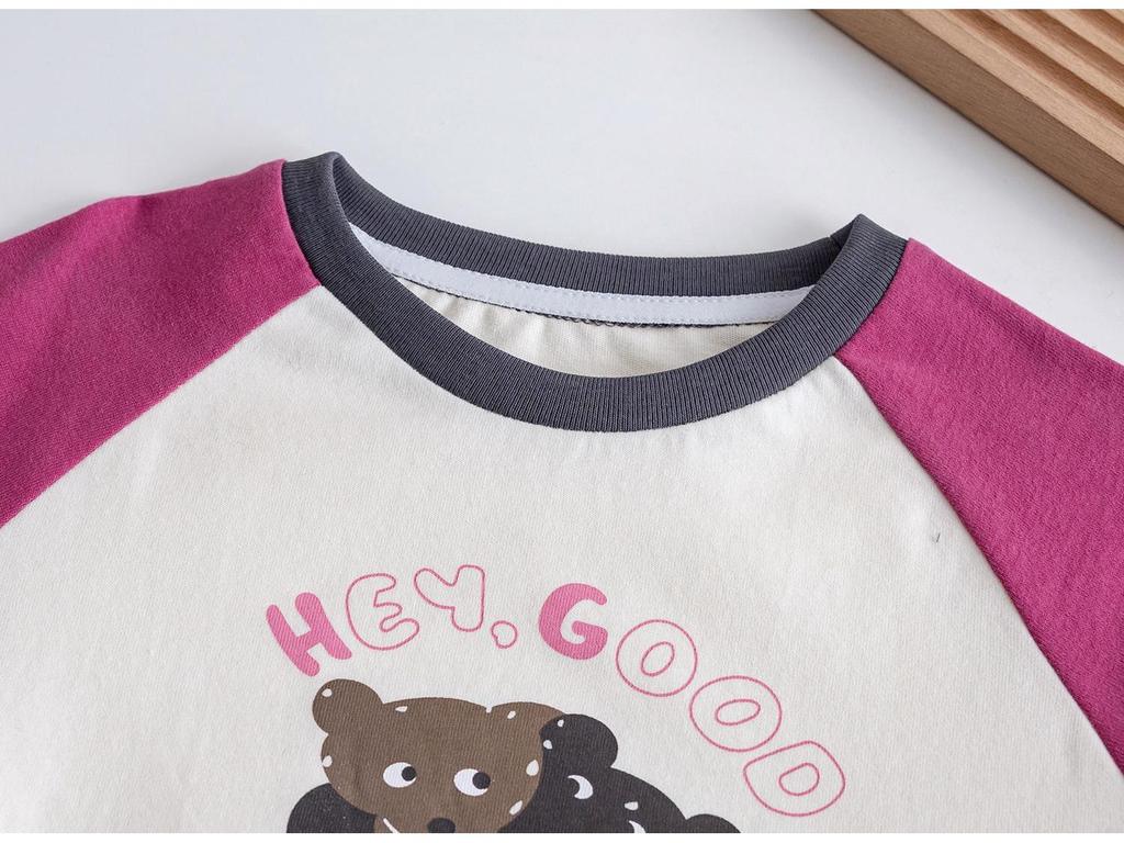 Korean Baby Girl Spring Raglan Long Sleeve T-Shirt: 2025 New Printed Fashionable Top