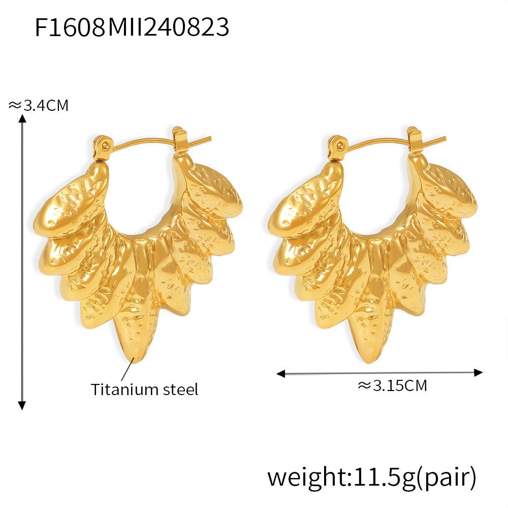 Leaf-Shaped 18K Gold Plated Titanium Steel Earrings