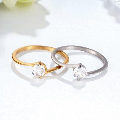 Anillo de Diamantes de Zirconia de Dos Garras Super Flash de Lujo Ligero, Anillo de Nicho Estilo Ins de Alta Gama para Mujer, Joyería de Acero de Titanio Inoxidable