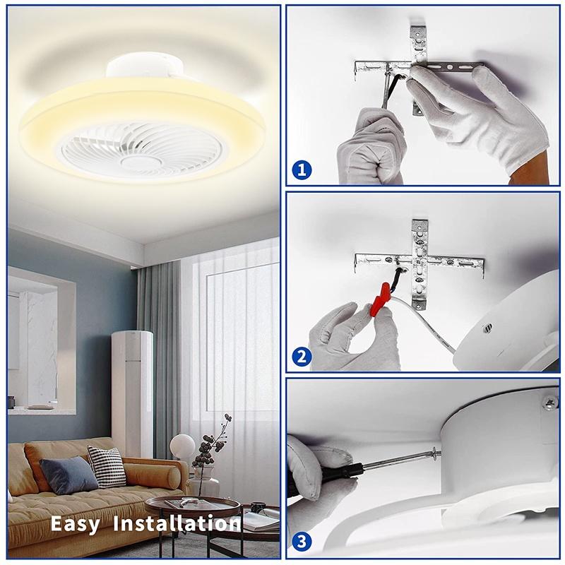21Inches Modern Intelligent Ceiling Fan Lamp 80W  Bedroom Decoration Lamp Mute Fan Lamp Control by Phone W/ Remote Control