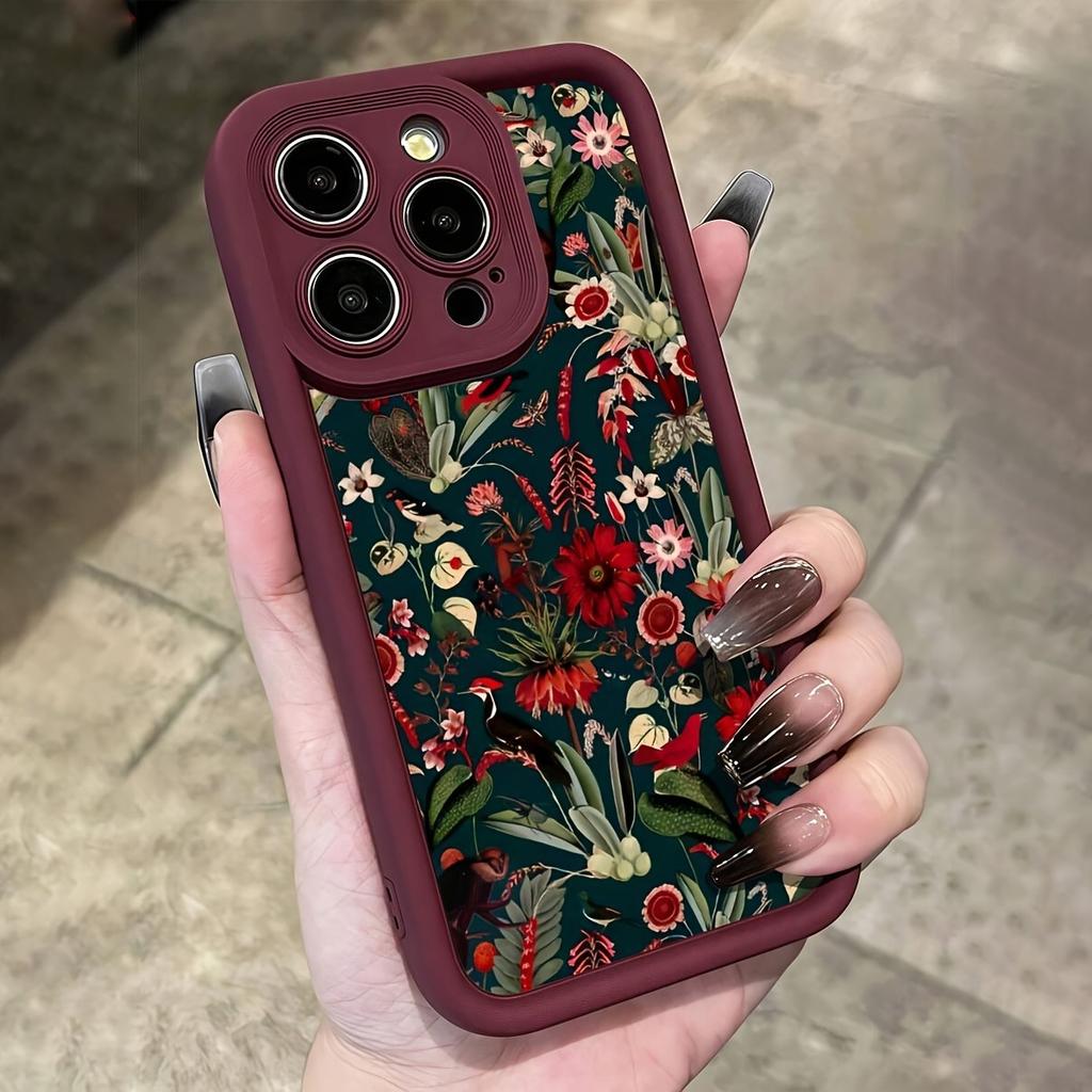 For iPhone 17 16 15 14 13 12 11 Pro Max Air Case Vintage Floral Pattern Silicone Cover For iPhone XS Max XR X 7 8 Plus 16E Funda