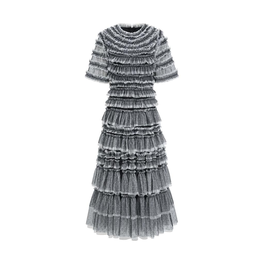 Catwalk Cake Dress Long Dress Summer Evening Banquet Lotus Leaf Dress