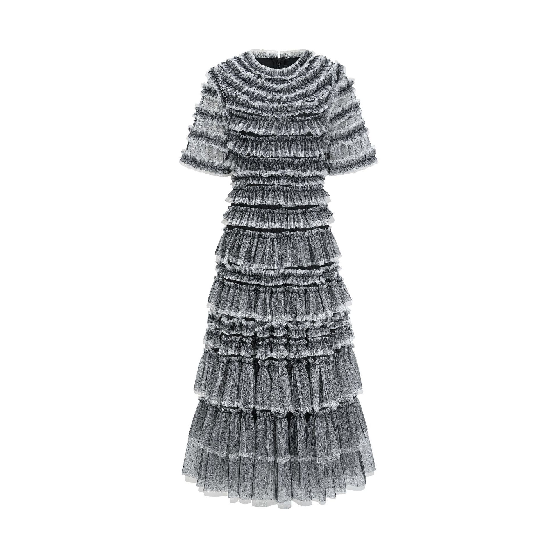 

Catwalk Cake Dress Long Dress Summer Evening Banquet Lotus Leaf Dress XXL чорний