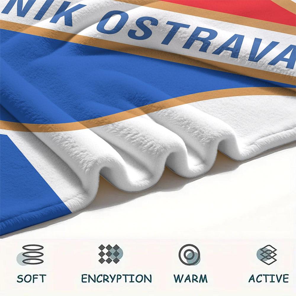 Coperta in Flanella Stampata Banik Ostrava FC, morbida coperta per camera da letto divano, lavabile, merchandising per tifosi di calcio, ottimo regalo.