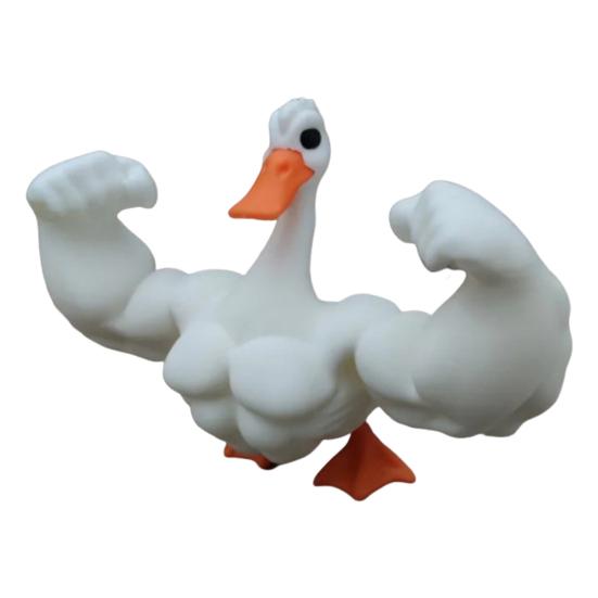 Yousheng Muscle Goose Ornament 3D Printed White Goose Figurine Statue Animal Sculpture Home Office Desktop Decoration Ornament