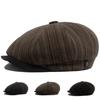 Vintage Middle Aged And Elderly Beret Autumn Winter Wool Warm Newsboy Cap Patchwork Men Retro Flat Hats Women Casual Stripe Hat