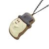 Used Q-POT Top Hat Ghost Cookie Necklace Pendant Brown