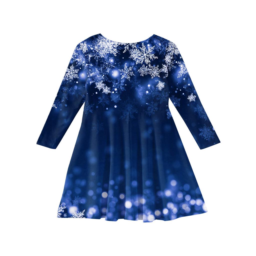 Rochie de Prințesă pentru Fete - Rochie Tip Tricou A-Line cu Mânecă Lungă Ziua Crăciunului