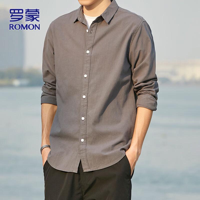Romon Men s 2026 Spring Business Casual Long-Sleeve Cotton Shirt L