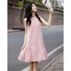 Elegant Sleeveless A-Line Midi Dress with Side Pleats