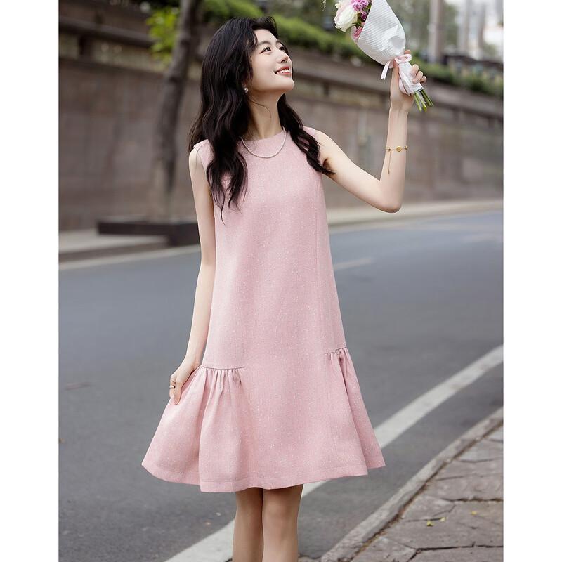 Elegant Sleeveless A-Line Midi Dress with Side Pleats