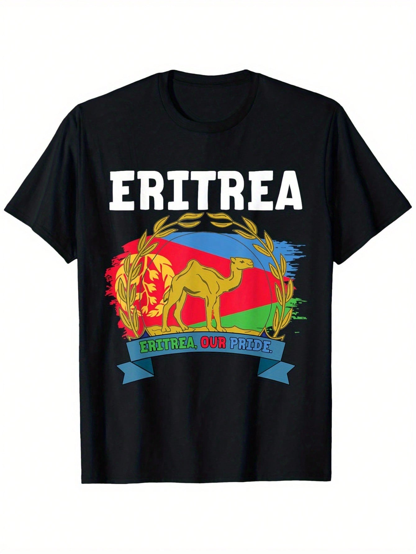 Eritrea Our Pride Eritrean Flag T-Shirt - 100% 180Gsm Regular Fit Round Neck Tee With Vibrant Camel & Floral Print, S-XXXL Sizes For  & , Casual Comfo S разноцветный