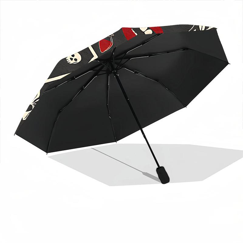 1pc Vampire Gothic Automatic Umbrella - 8-Rib Portable Folding Black Iron Frame for Outdoor, Beach, Travel, Beach Umbrella,104