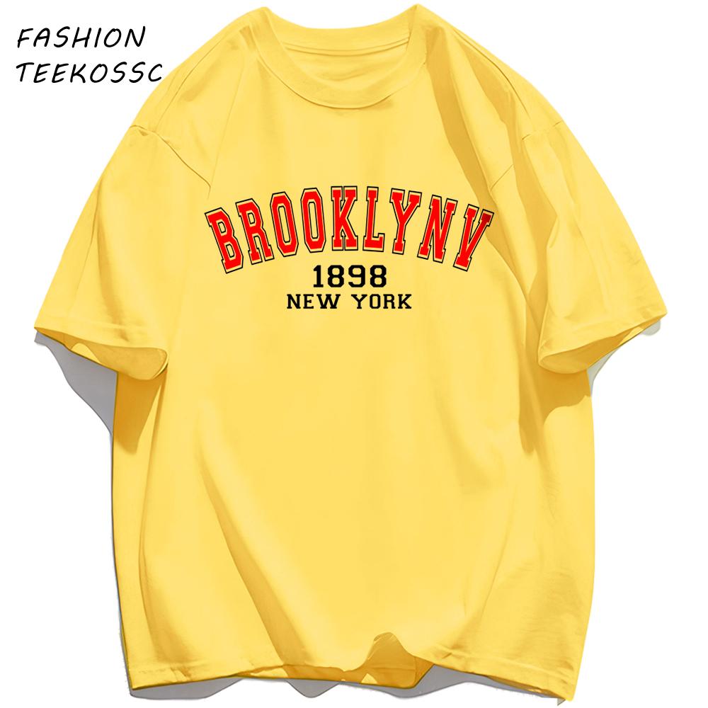 Brooklyn 1898 New York Men Basics TShirt Casual AllMatch Short Sleeve Cotton Oversized Sportswear Summer Crewneck T Shirts