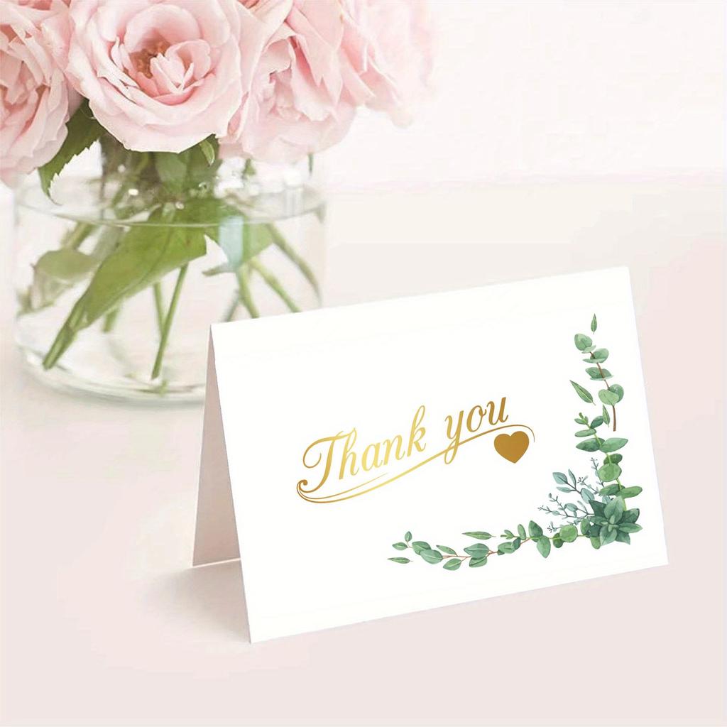 1Set/72pcs Green Plant Thank You Card Envelope Set, Wedding and Holiday Card Greeting Card, Cartoon Greeting Card Envelope Set