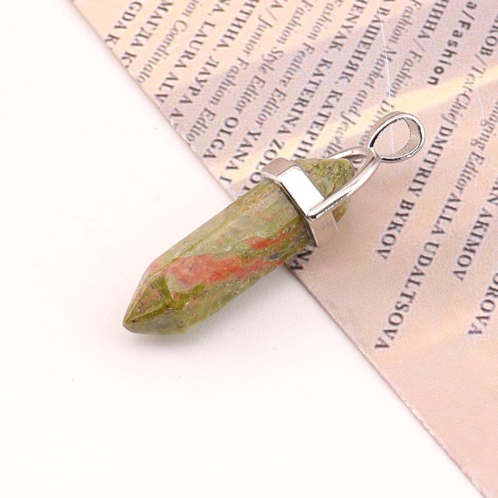 Hexagonal Column Natural Amethyst Powder Crystal Winding Hexagonal Column Pendant Handmade Bullet Necklace Jewelry N788