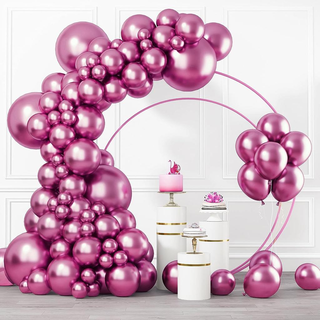 105PCS Pink Latex Balloon Set, Suitable for Birthdays, Graduation Ceremonies, Weddings, Anniversaries, and Party Decorations