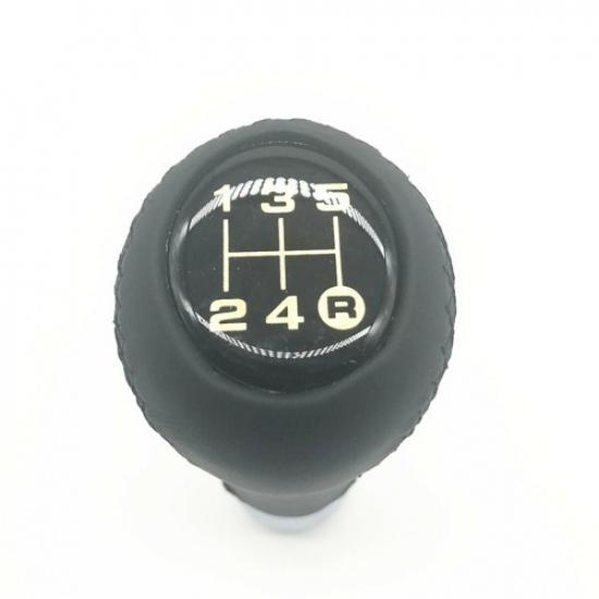Black Leather 5-Speed Manual Aluminum Transmission Shifter Knob Car Accessories